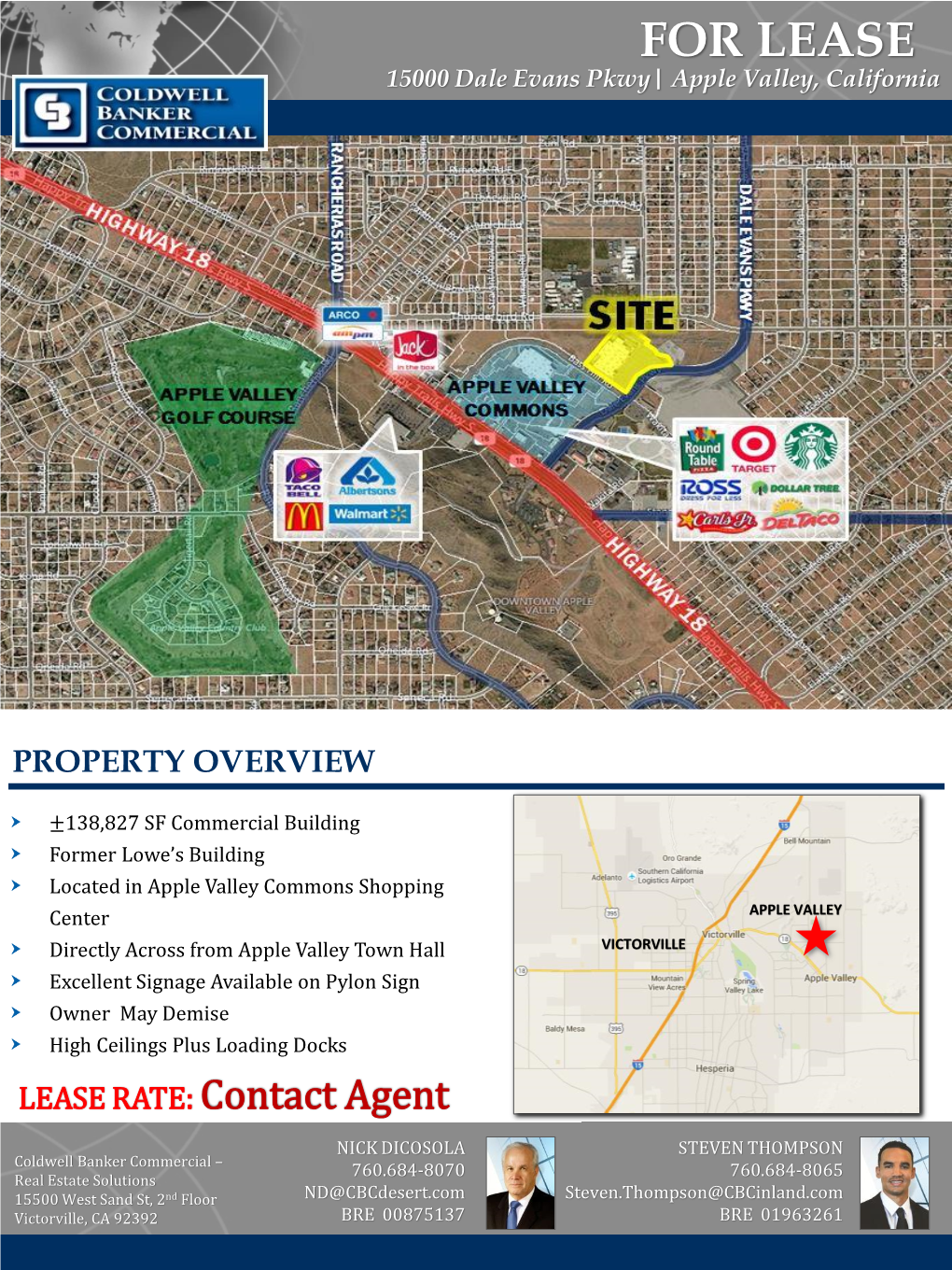 FOR LEASE 15000 Dale Evans Pkwy| Apple Valley, California