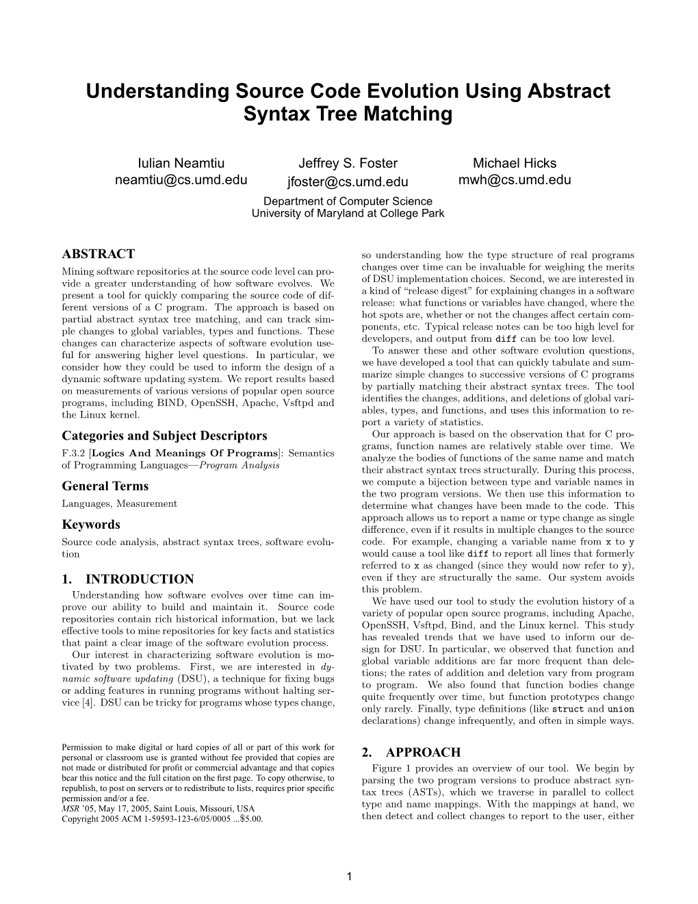 Understanding Source Code Evolution Using Abstract Syntax Tree Matching