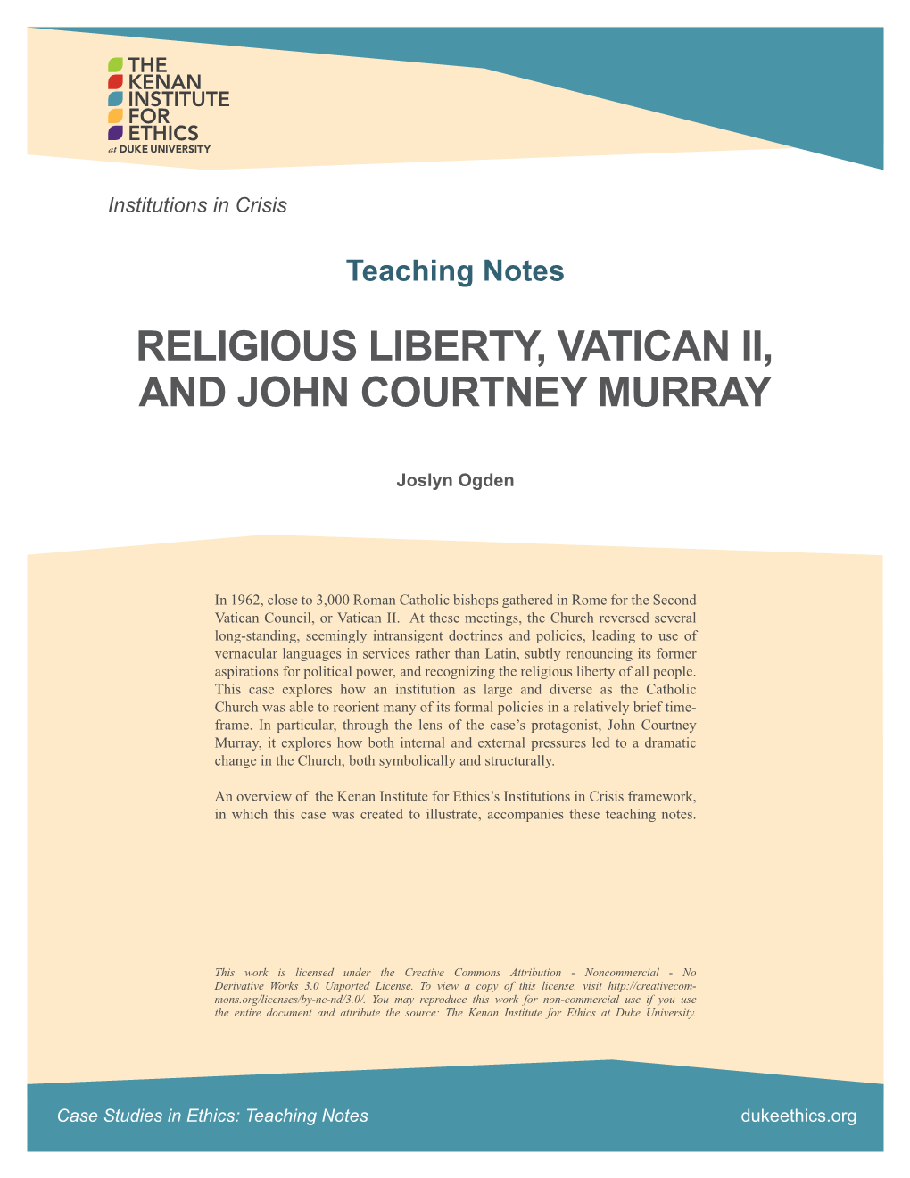 Religious Liberty, Vatican Ii, and John Courtney Murray