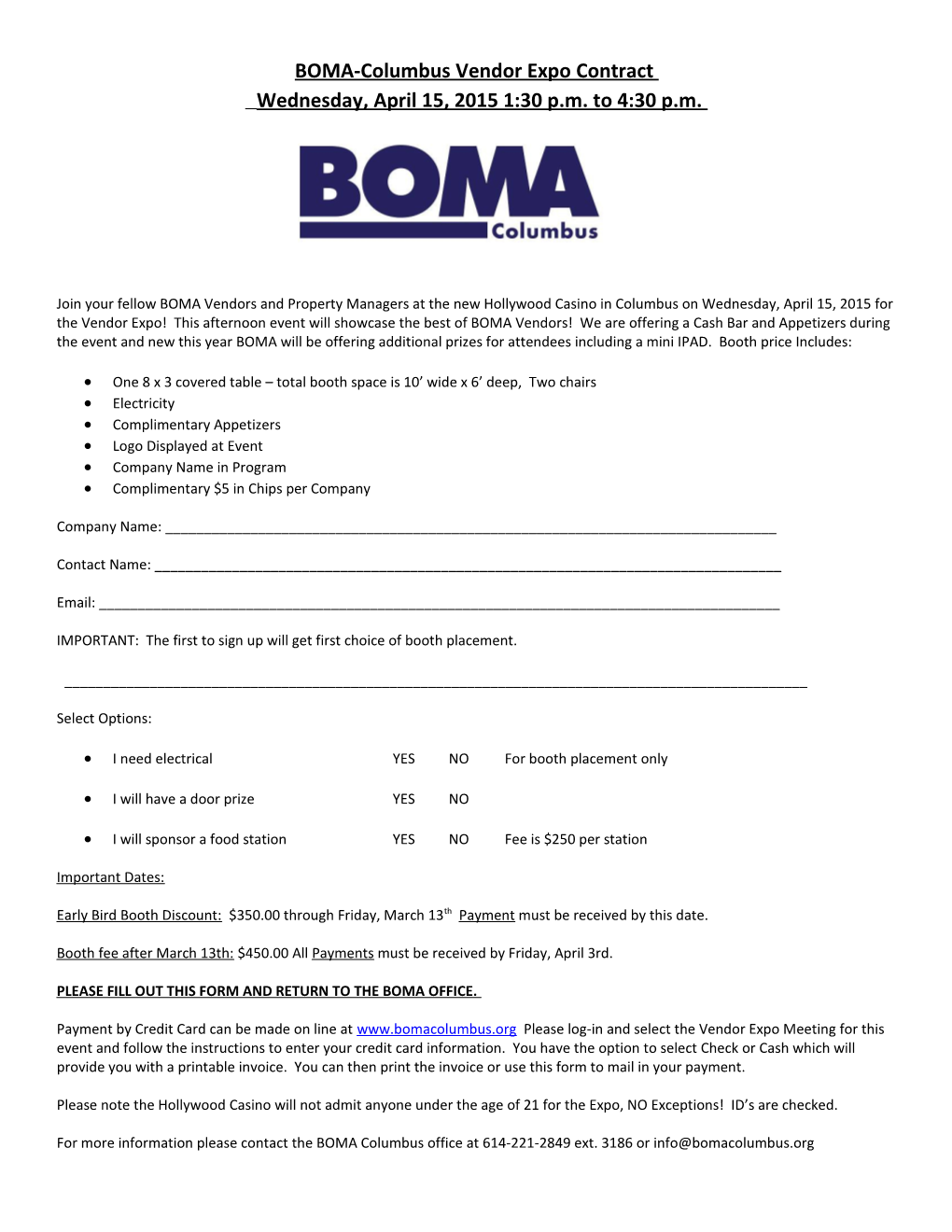 BOMA-Columbus Vendor Expo Contract