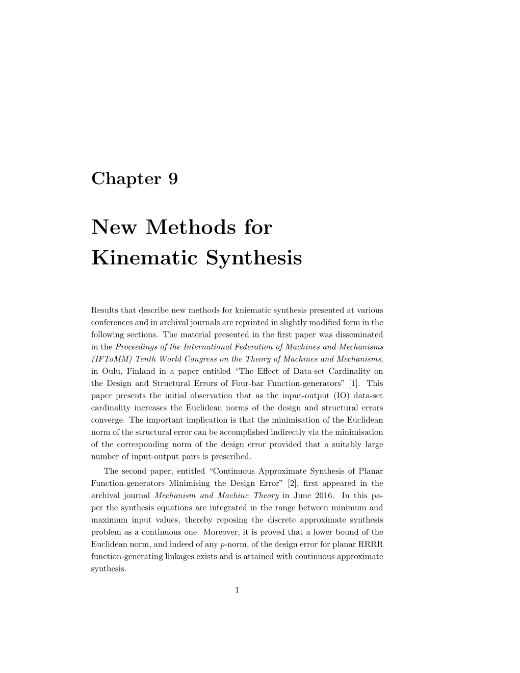Chapter 8, New Methods for Kinematic Synthesis