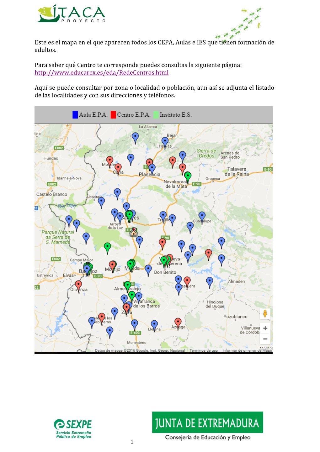 Este Es El Mapa En El Que Aparecen Todos Los CEPA, Aulas E IES Que Tienen Formación De Adultos. Para Saber Qué Centro Te Corre