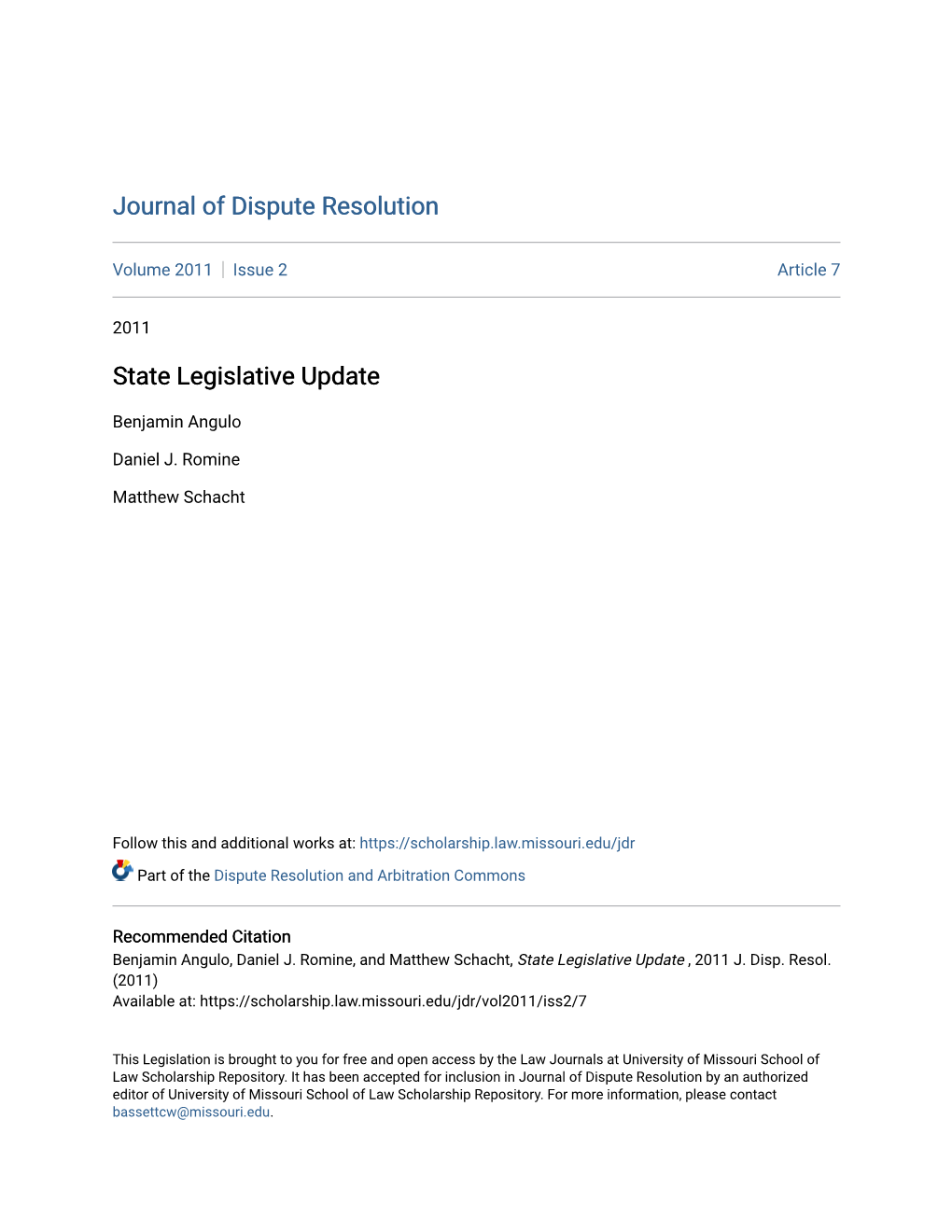 State Legislative Update