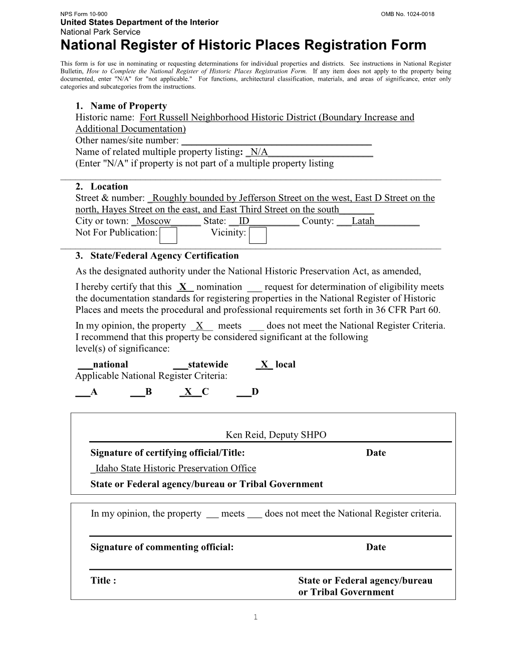 National Register of Historic Places Registration Form