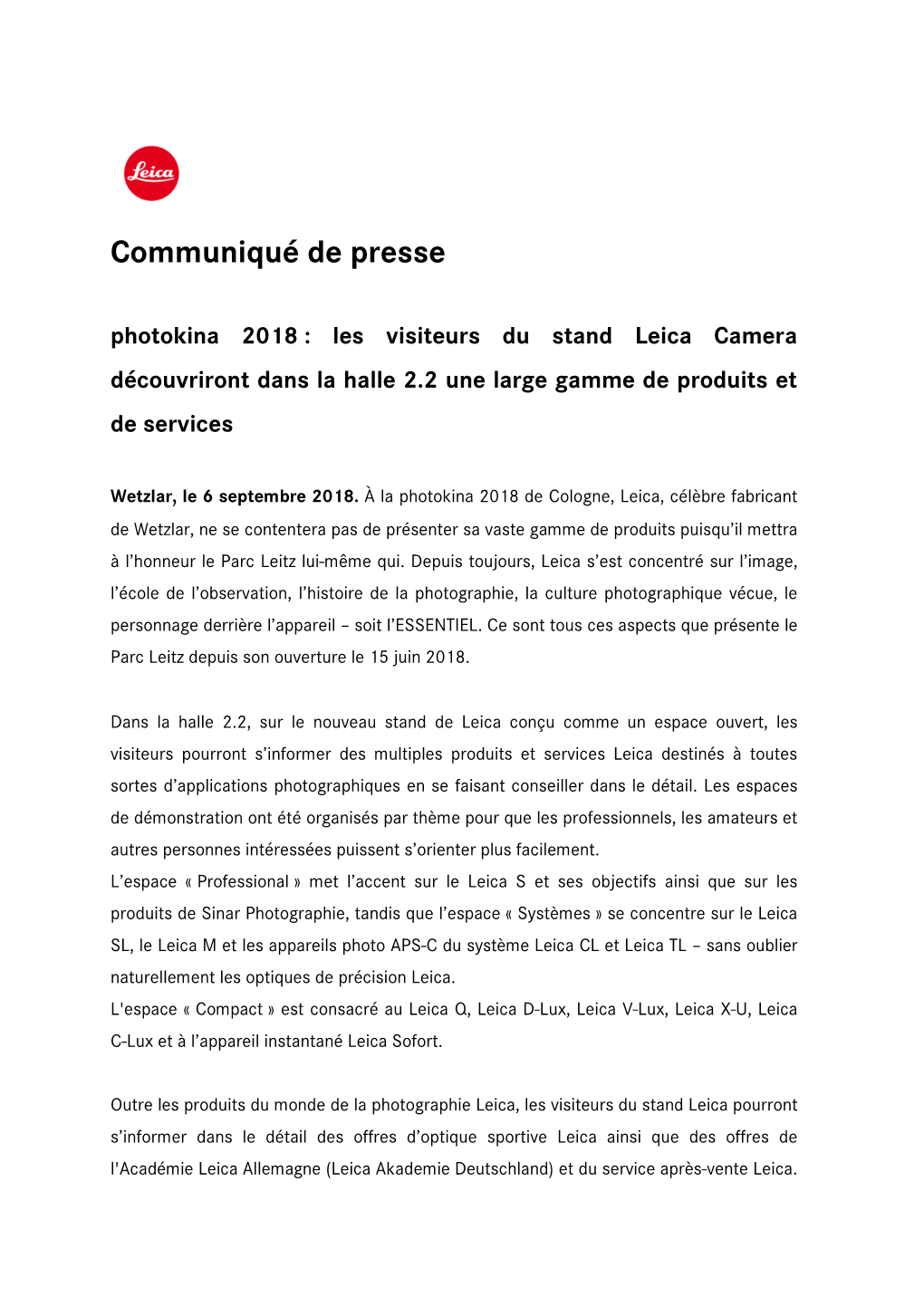 Communiqué De Presse