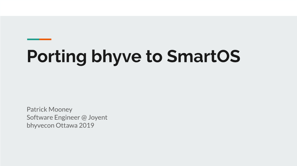 Porting Bhyve to Smartos