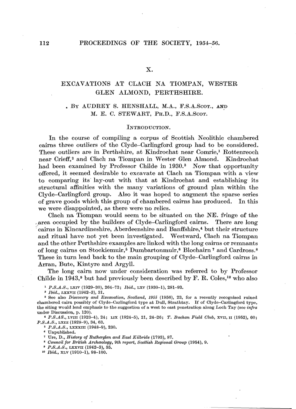 X. Excavations at Clach Na Tiompan, Wester Glen