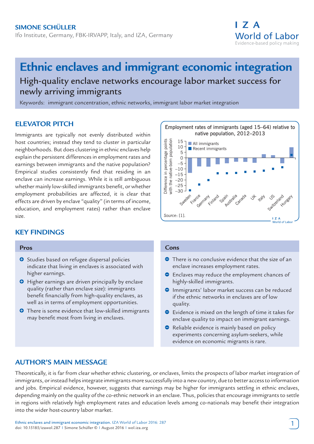 Ethnic Enclaves and Immigrant Economic Integration