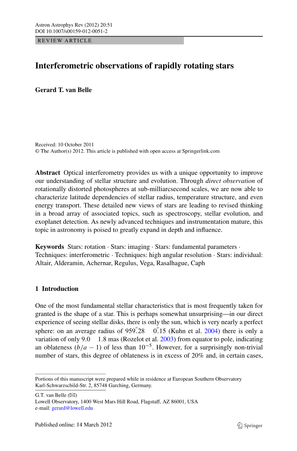 Interferometric Observations of Rapidly Rotating Stars