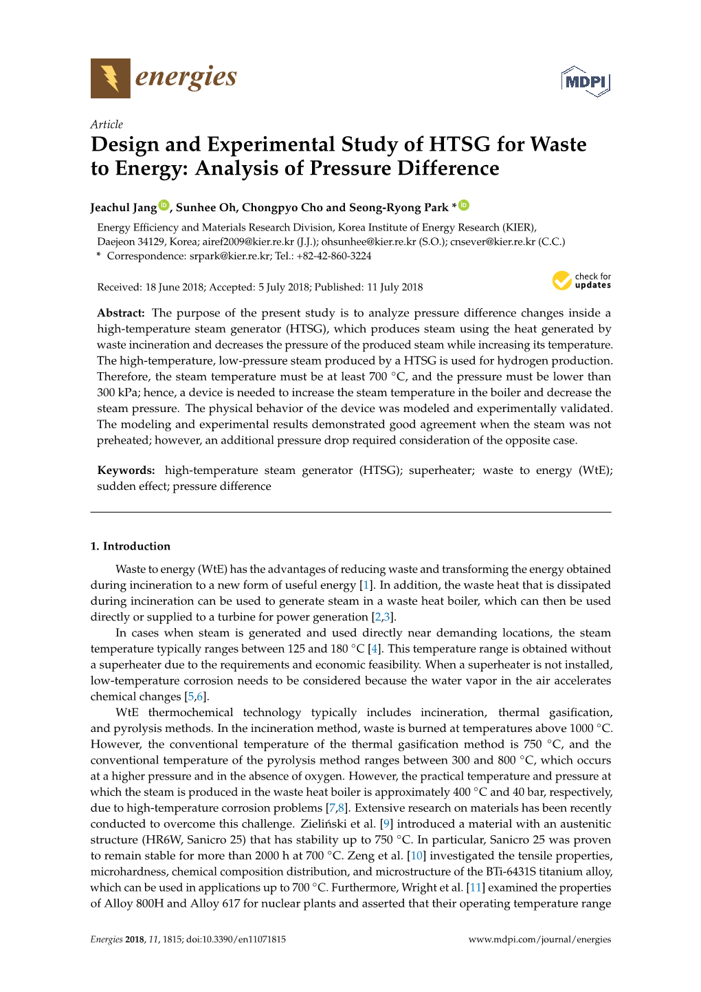 Design and Experimental Study of HTSG for Waste to Energy: Analysis of Pressure Difference