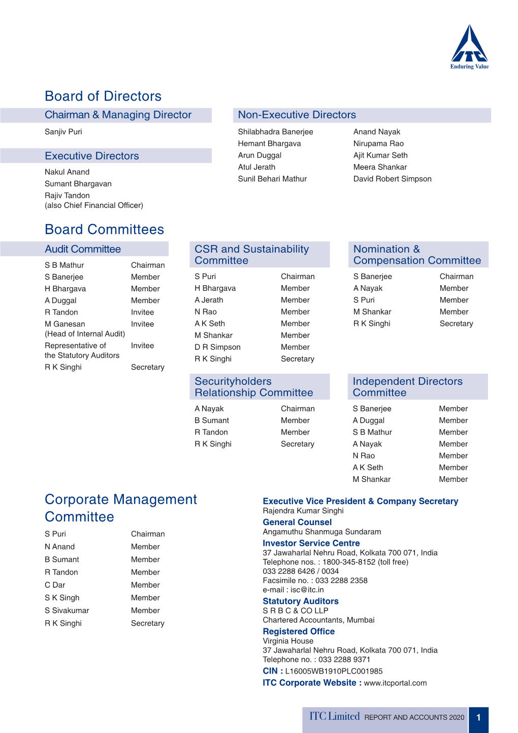 Board of Directors and Committees