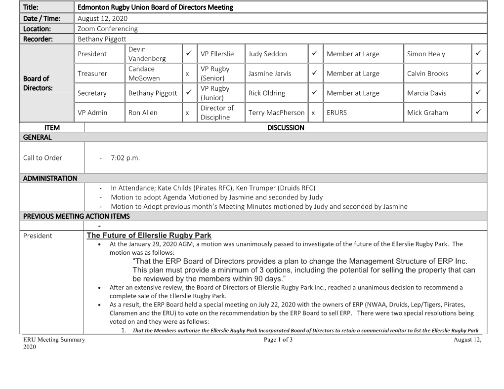 Meeting Summary Page 1 of 3 August 12, 2020