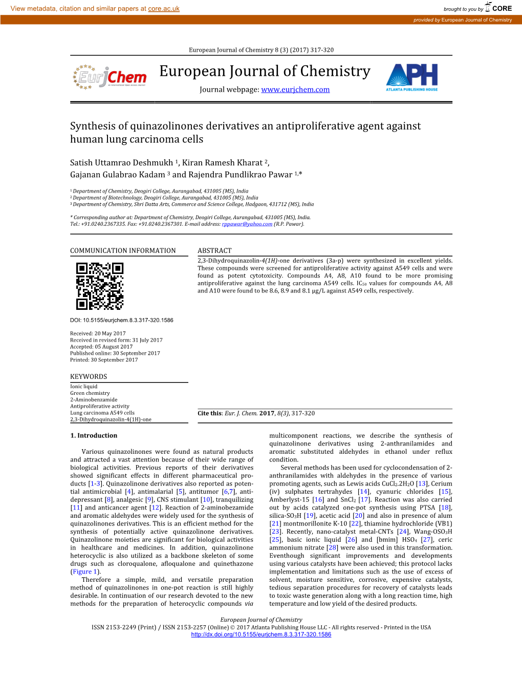 European Journal of Chemistry