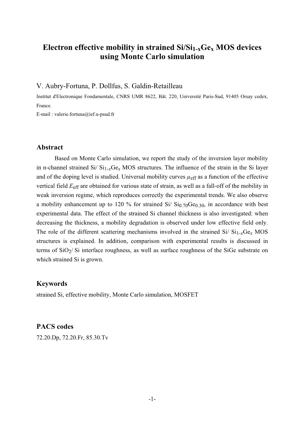 Electron Effective Mobility in Strained Si/Si1-Xgex MOS Devices Using Monte Carlo Simulation