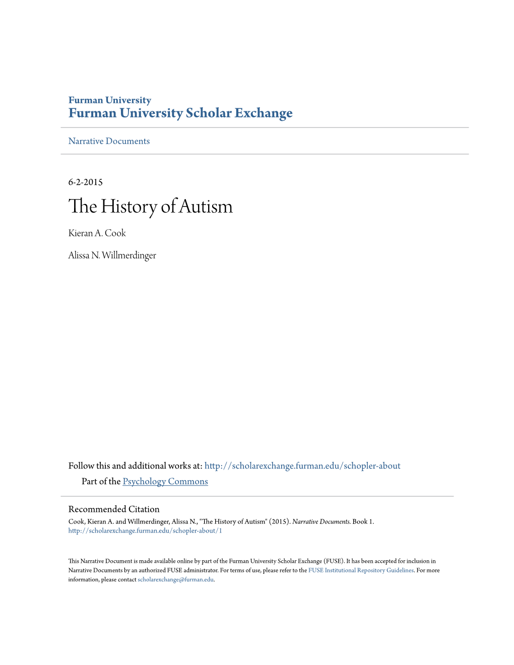 The History of Autism