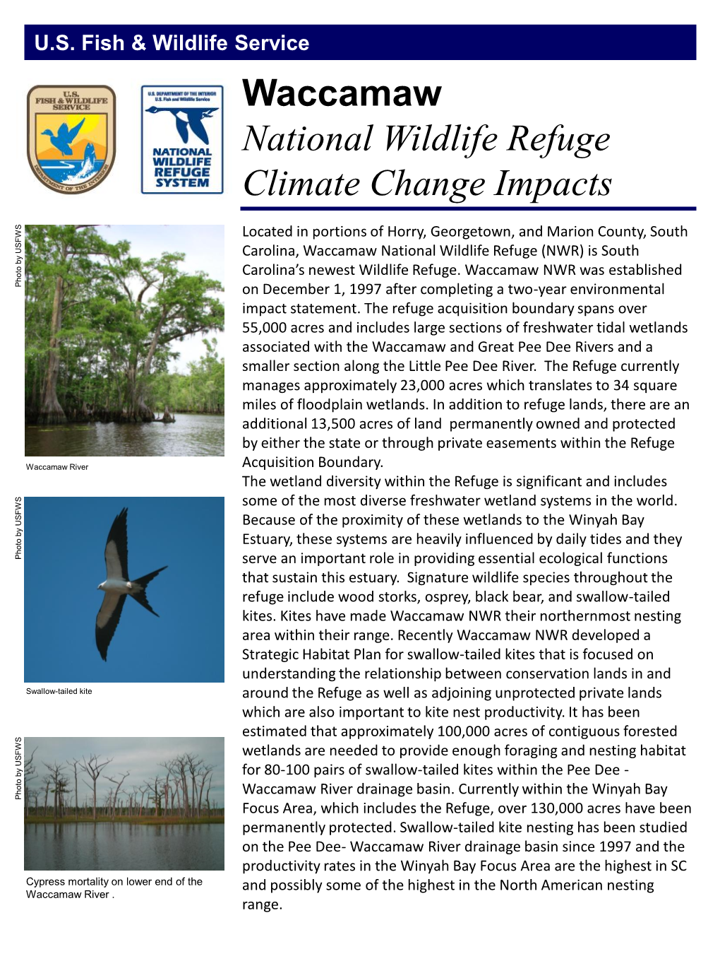 Waccamaw National Wildlife Refuge Climate Change Impacts