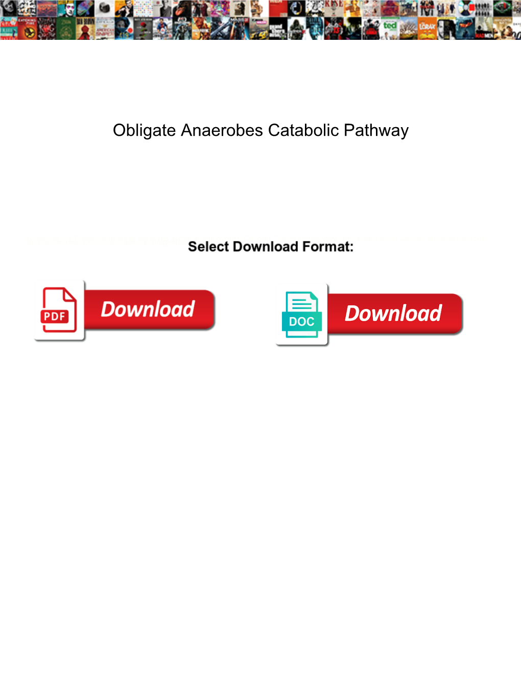 Obligate Anaerobes Catabolic Pathway