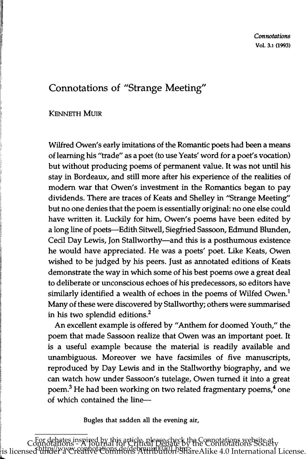 Connotations of "Strange Meeting"