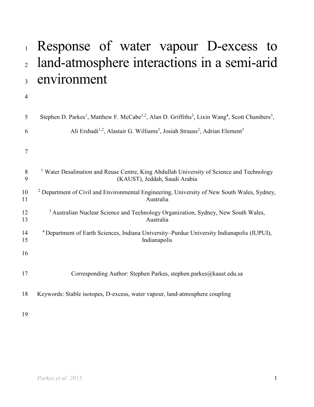 Response of Water Vapour D-Excess to Land-Atmosphere Interactions in a Semi-Arid Environment