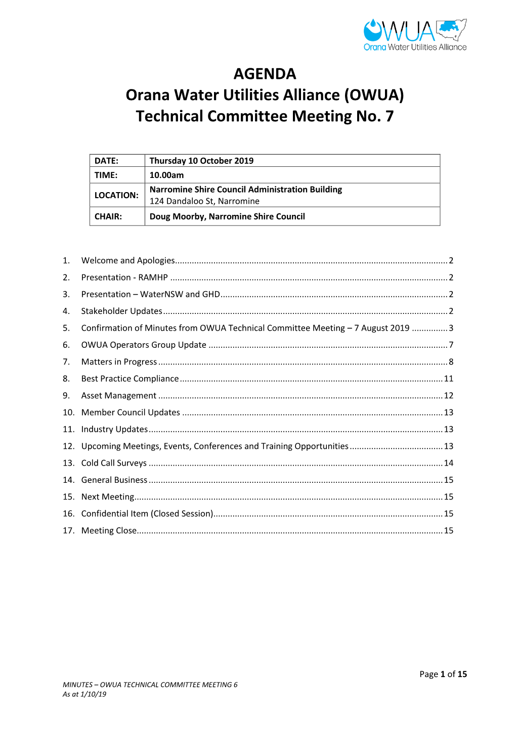 (OWUA) Technical Committee Meeting No. 7