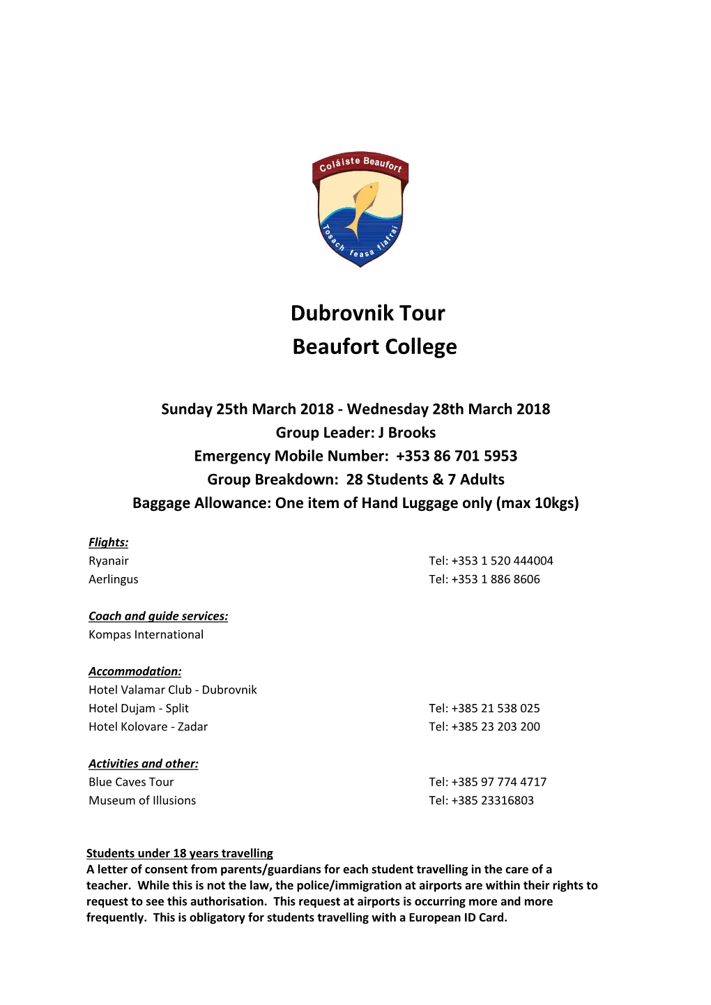 Dubrovnik Tour Beaufort College