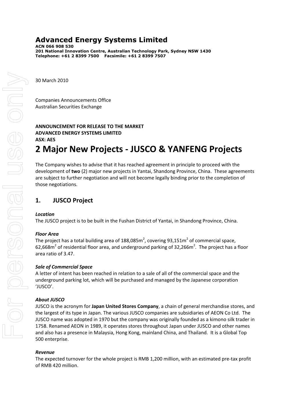 JUSCO & YANFENG Projects