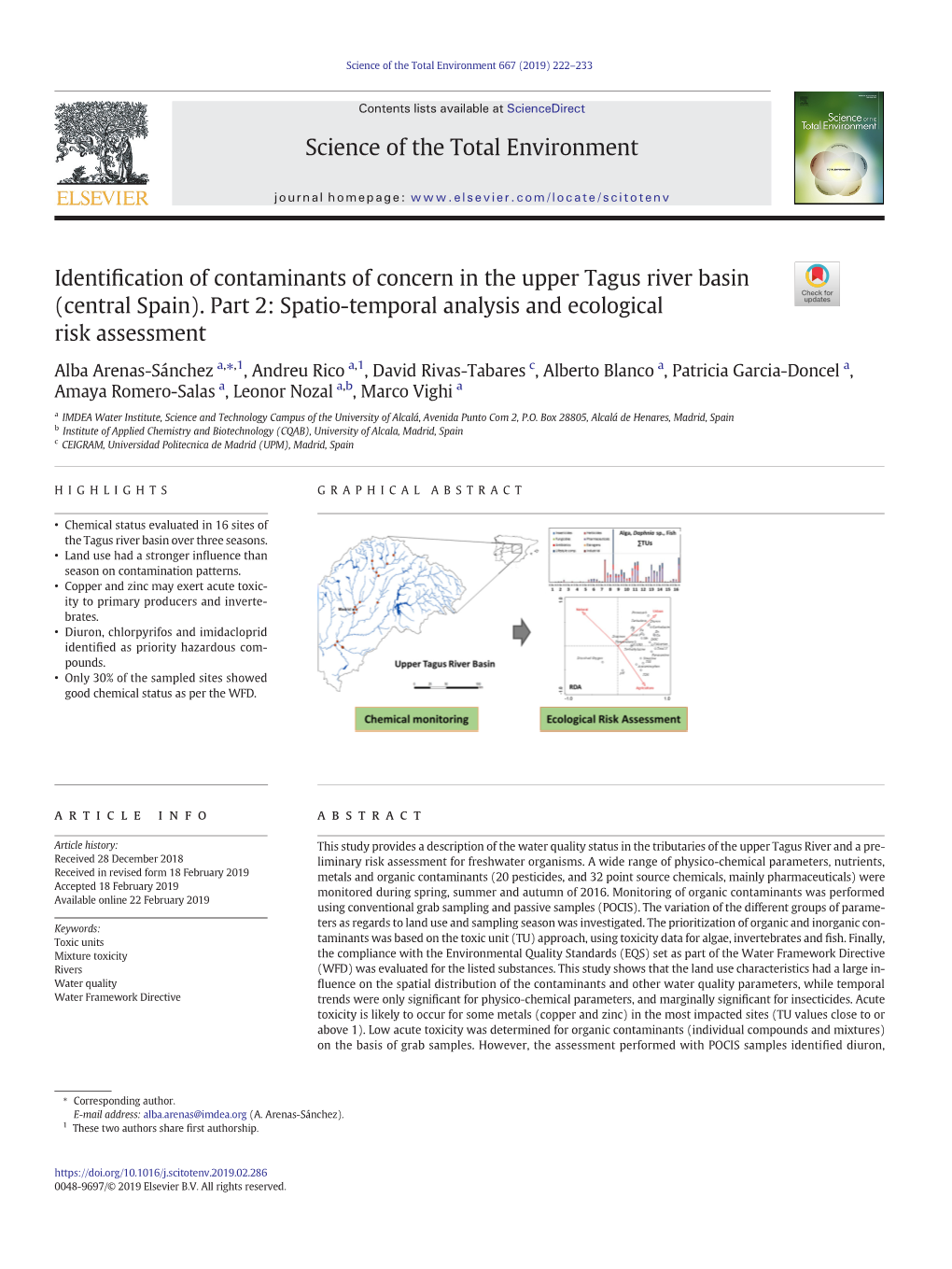 Identification of Contaminants of Concern in the Upper Tagus River