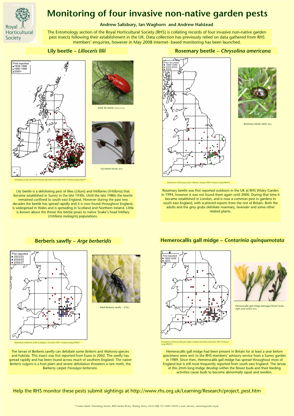 Monitoring of Four Invasive Non-Native Garden Pests