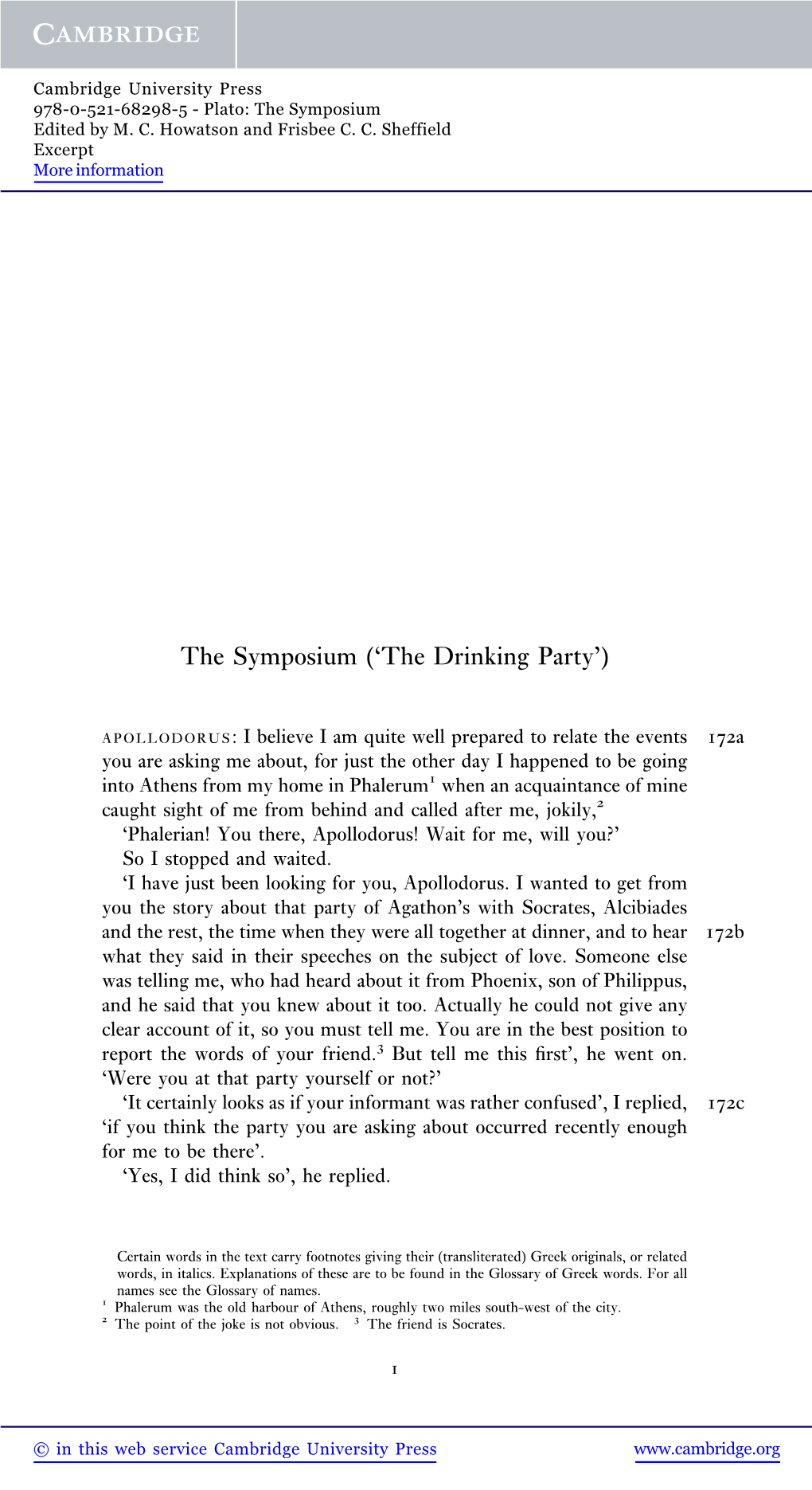 The Symposium ('The Drinking Party')