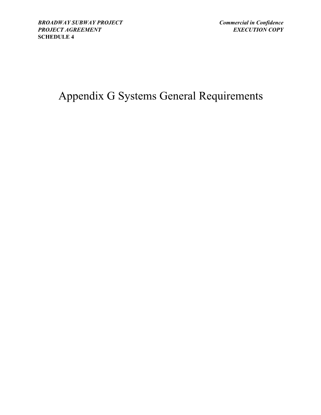 Appendix G Systems General Requirements