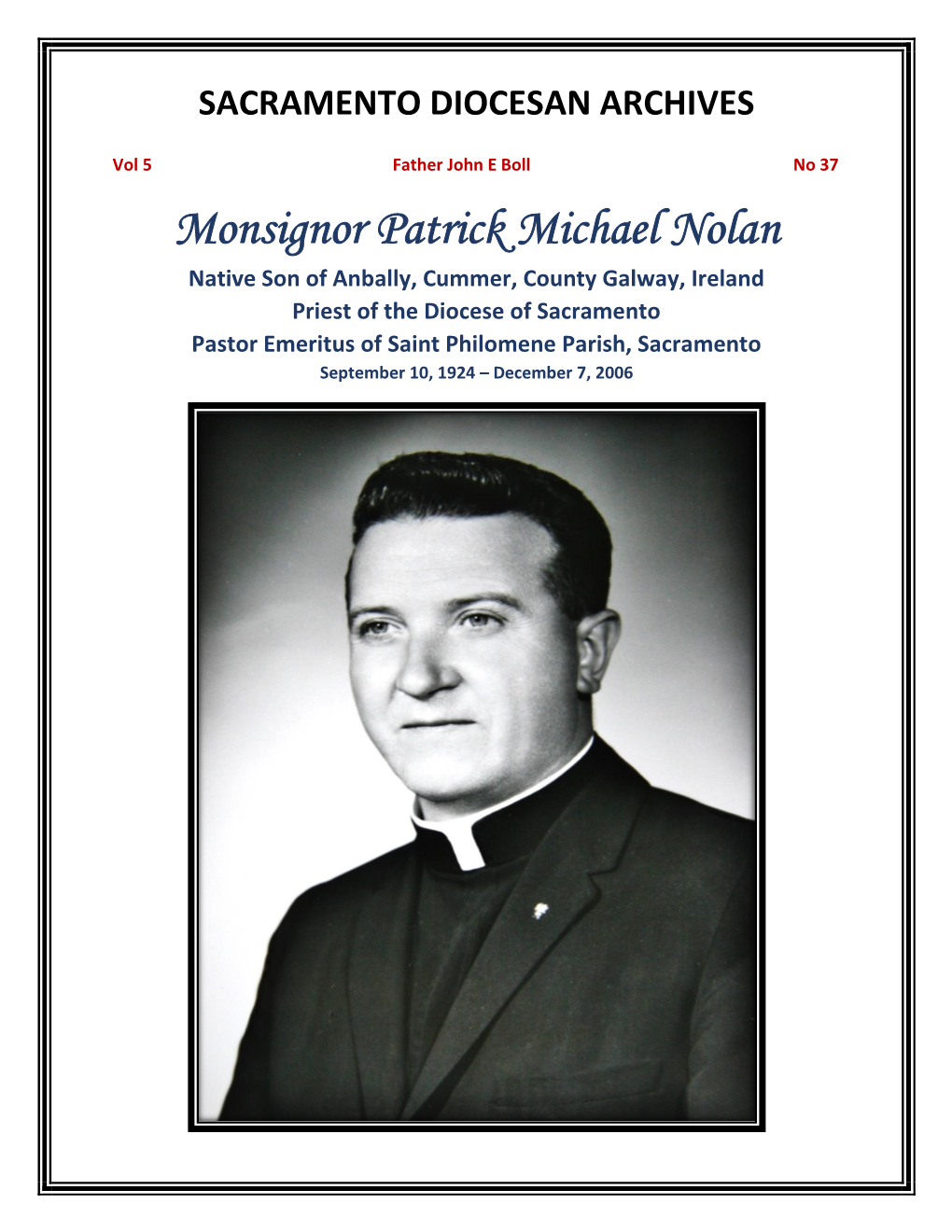 Monsignor Patrick Michael Nolan