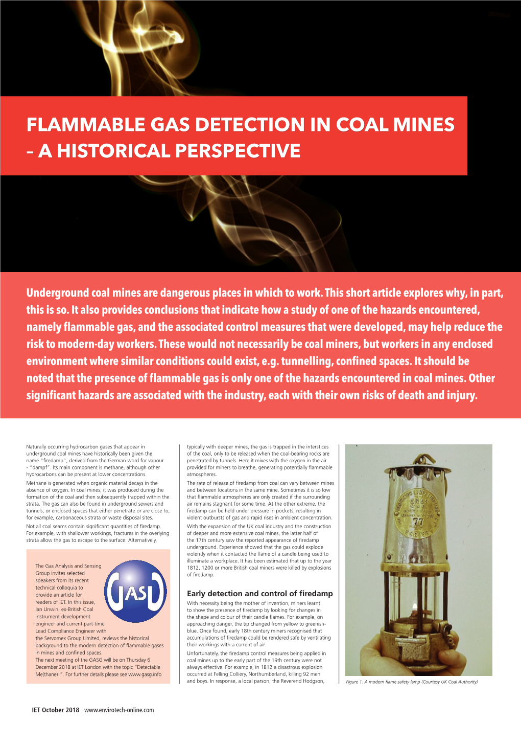 Flammable Gas Detection in Coal Mines – a Historical Perspective