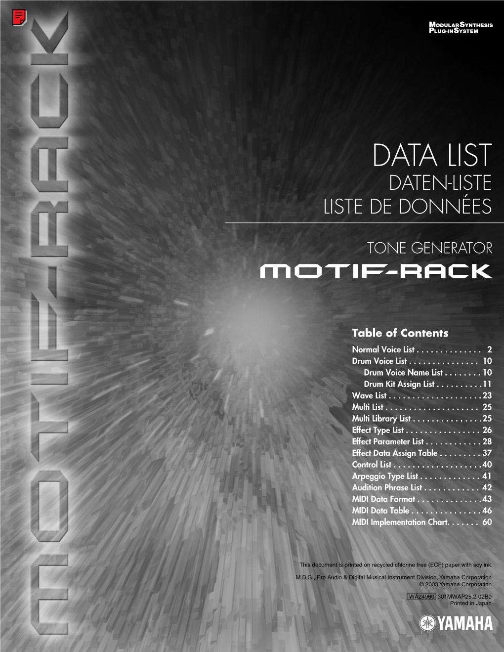 MOTIF-RACK Data List