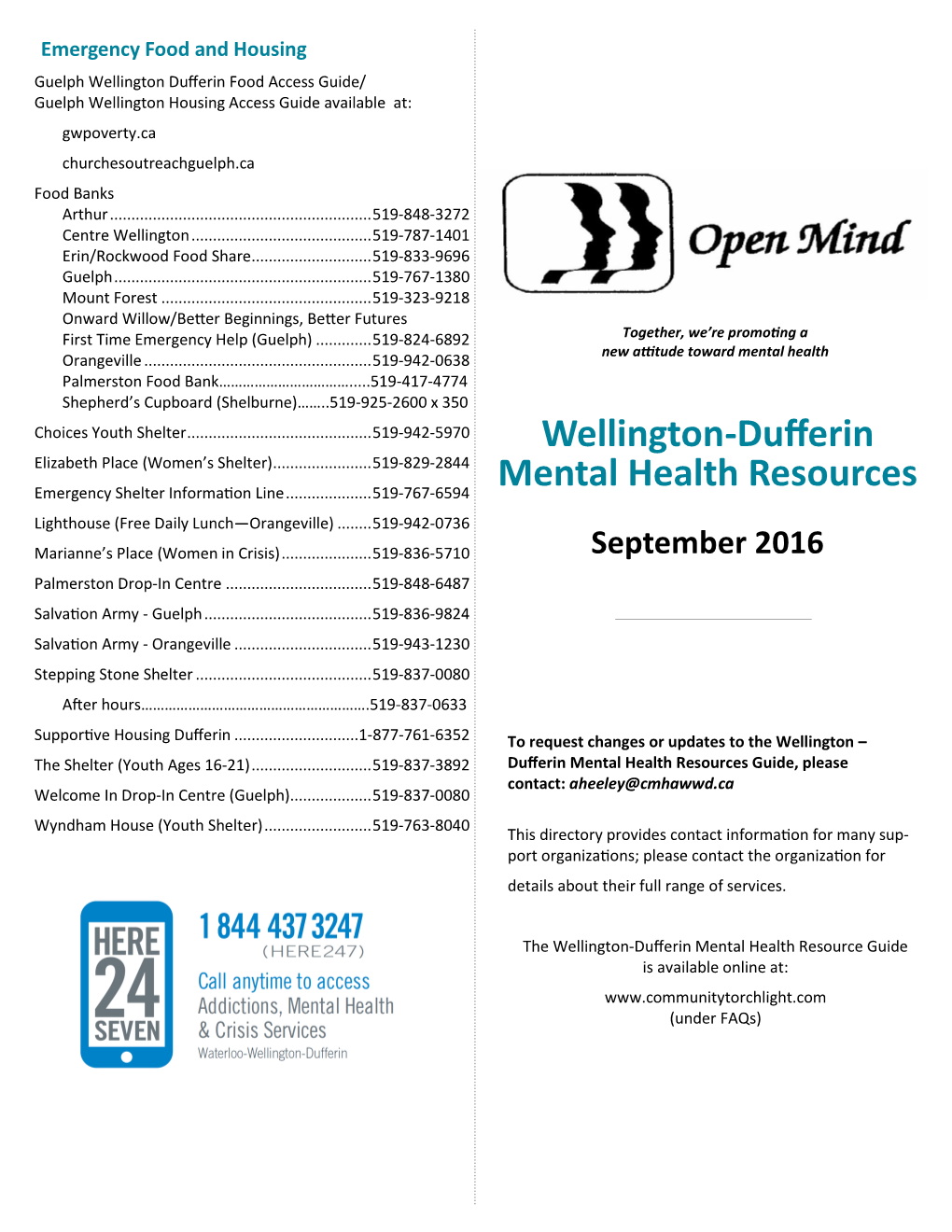 Wellington-Dufferin Mental Health Resources