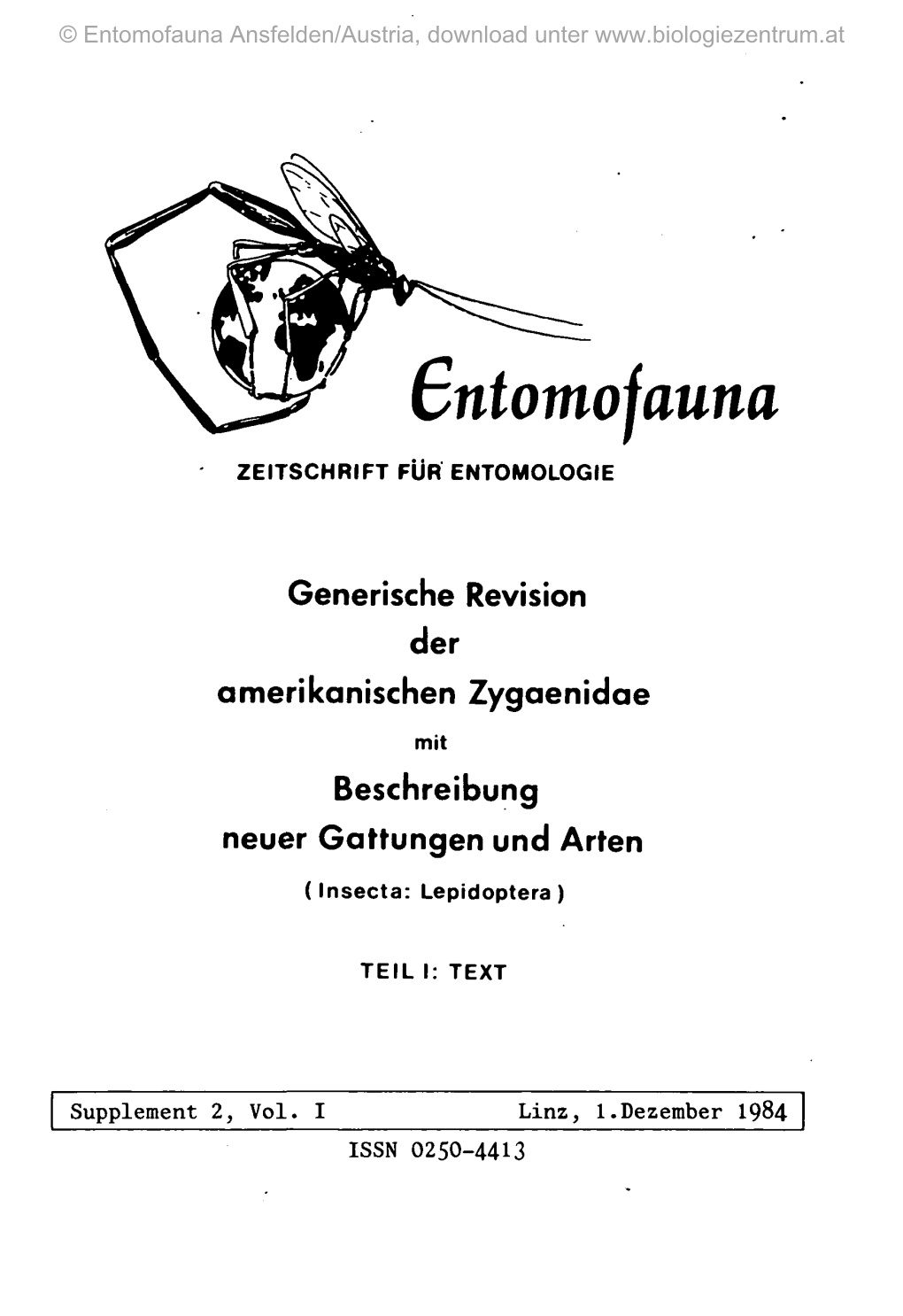 Generische Revision Der Amerikanischen Zygaenidae Mit Beschreibung Neuer Gaffungen Und Arfen