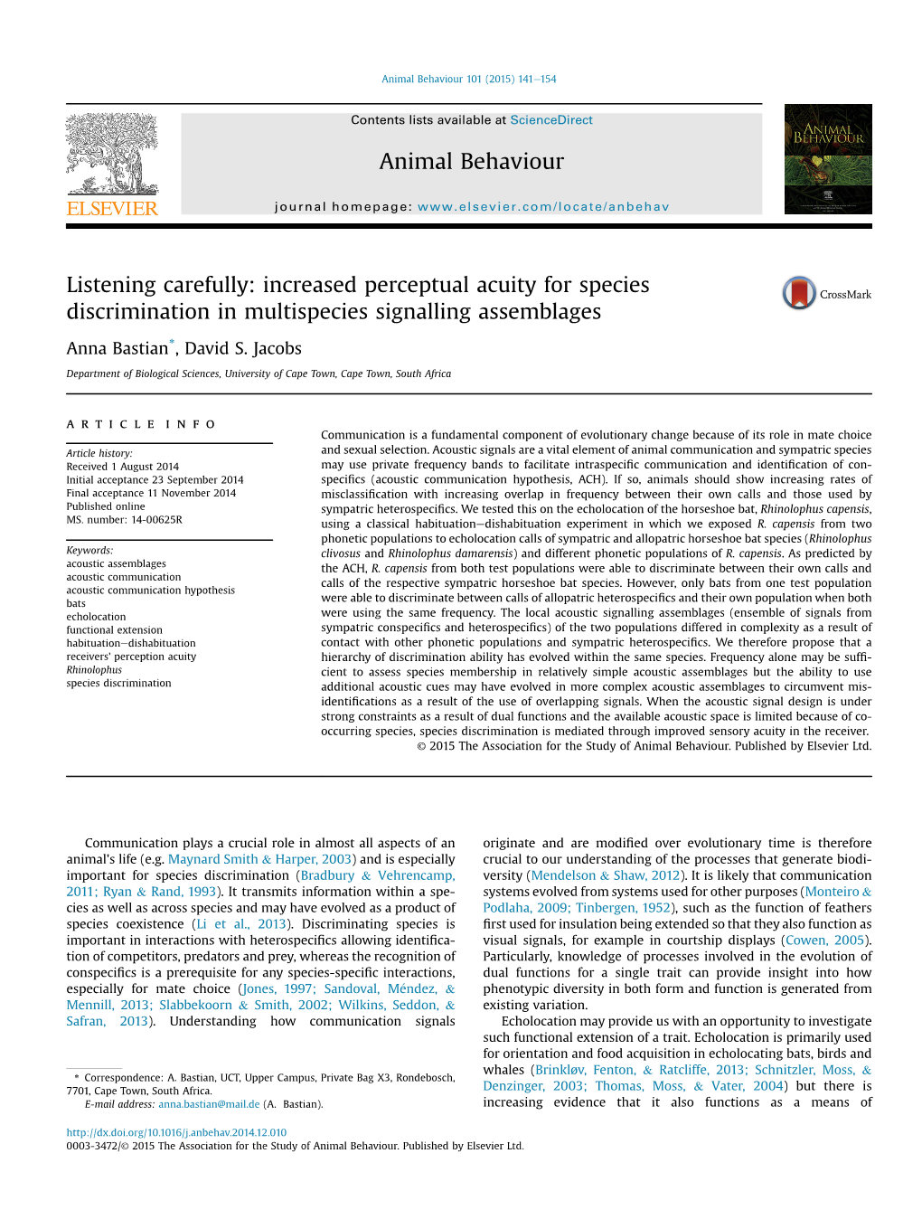 Listening Carefully: Increased Perceptual Acuity for Species Discrimination in Multispecies Signalling Assemblages