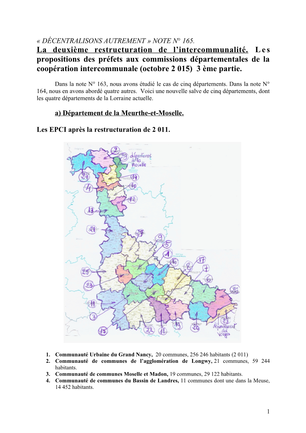 La Deuxième Restructuration De L'intercommunalité. Les Propositions