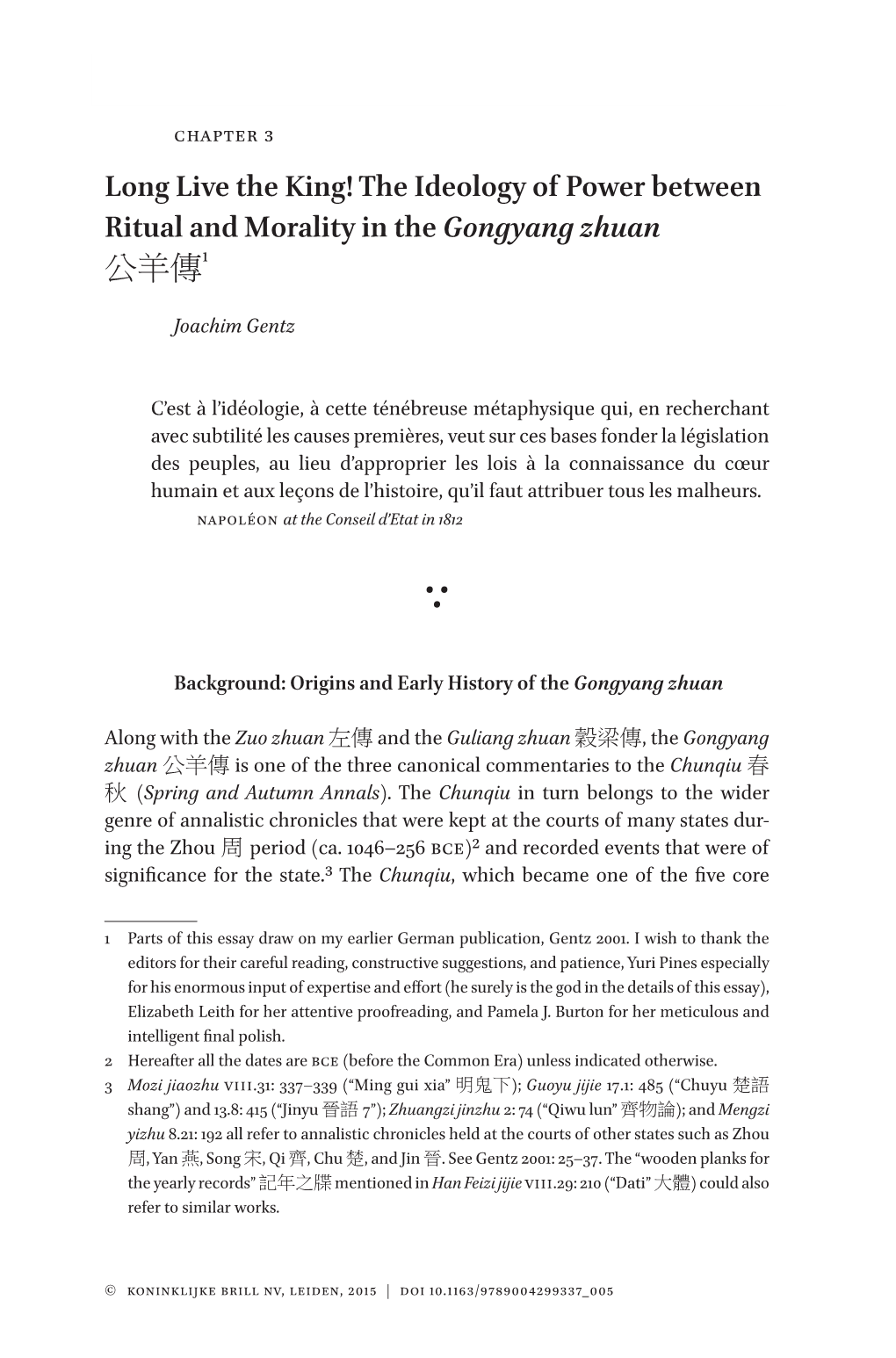The Ideology of Power Between Ritual and Morality in the Gongyang Zhuan ­ 公羊傳1