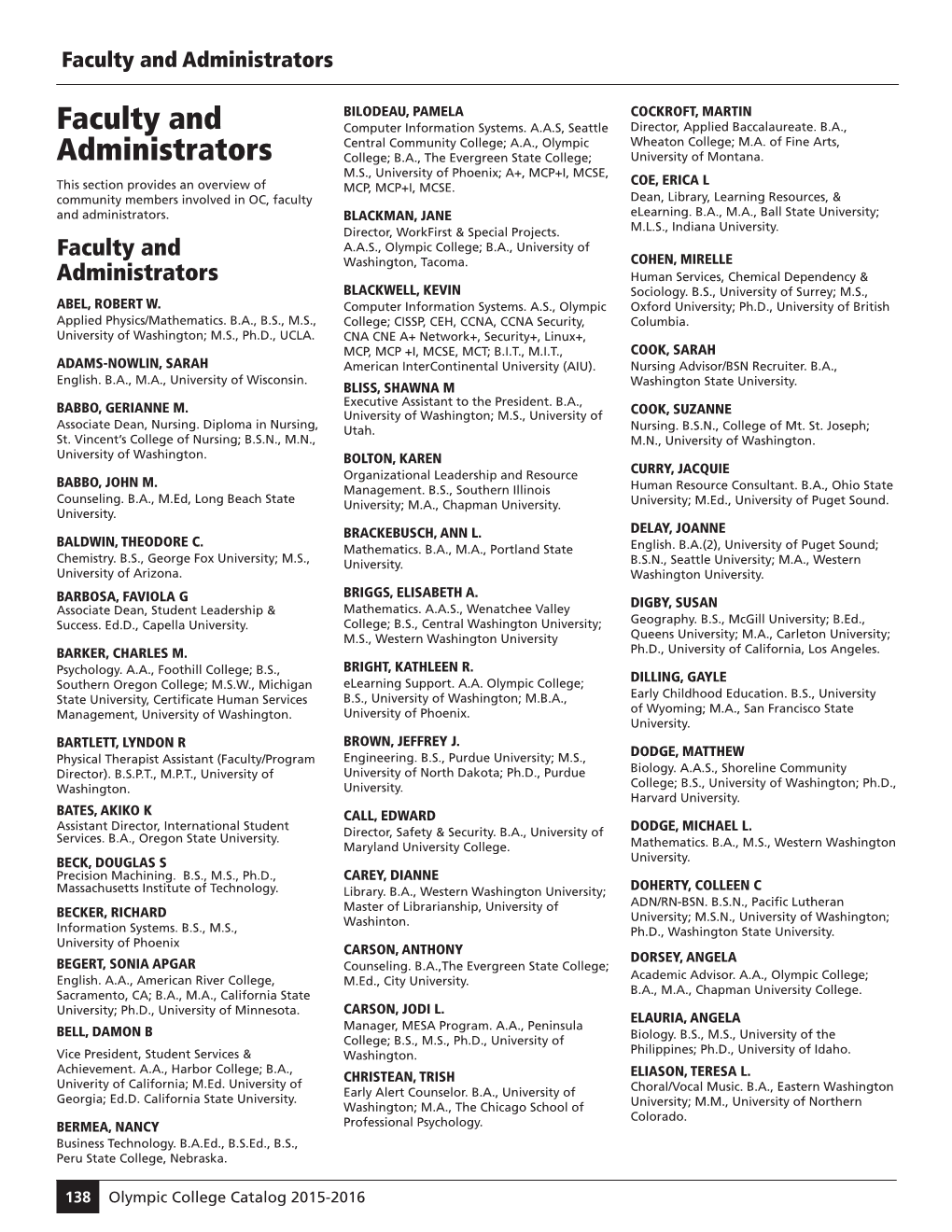 Faculty and Administrators