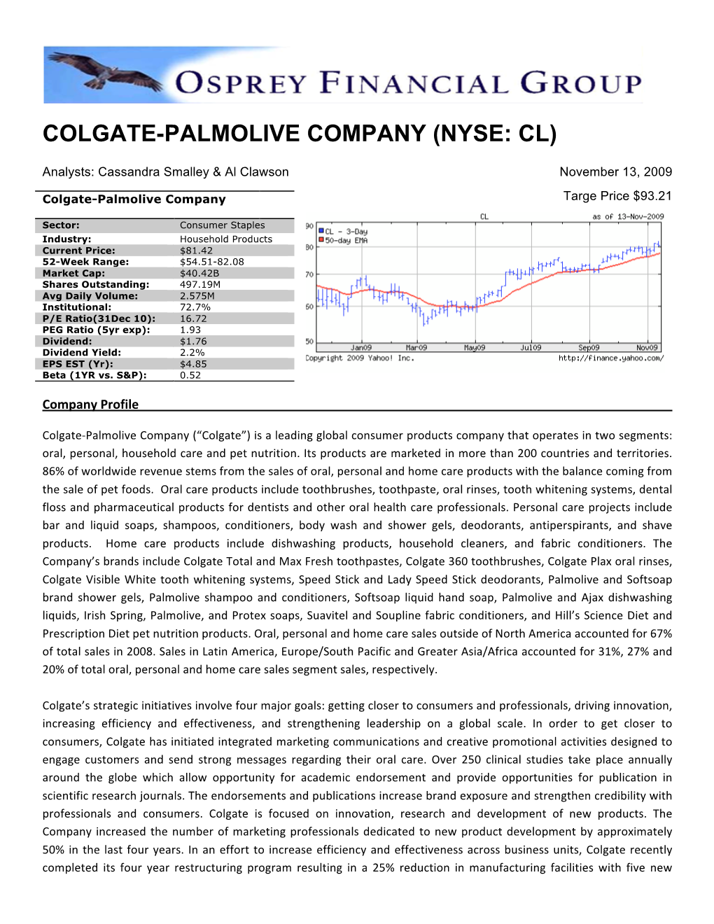 Colgate-Palmolive Company (Nyse: Cl)