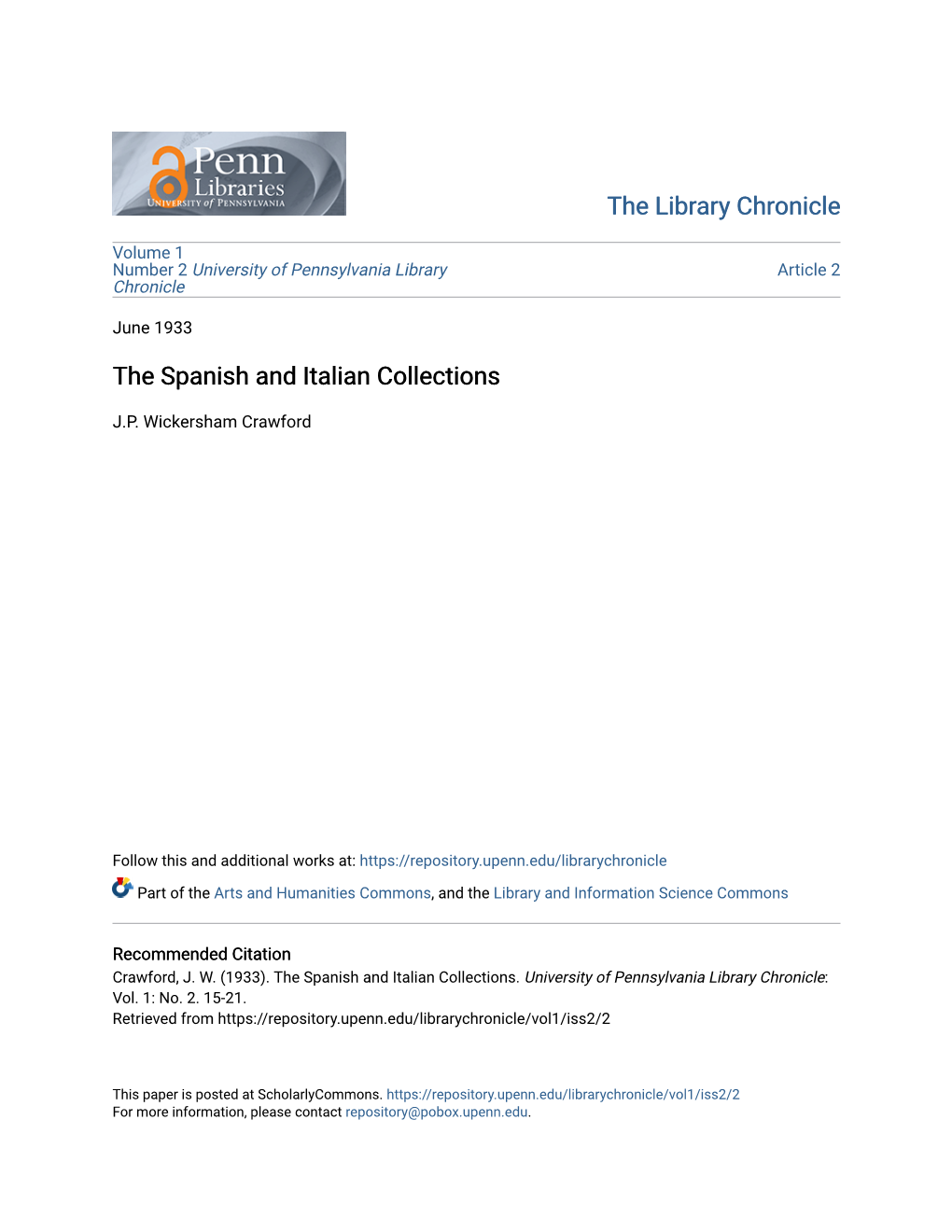 The Spanish and Italian Collections