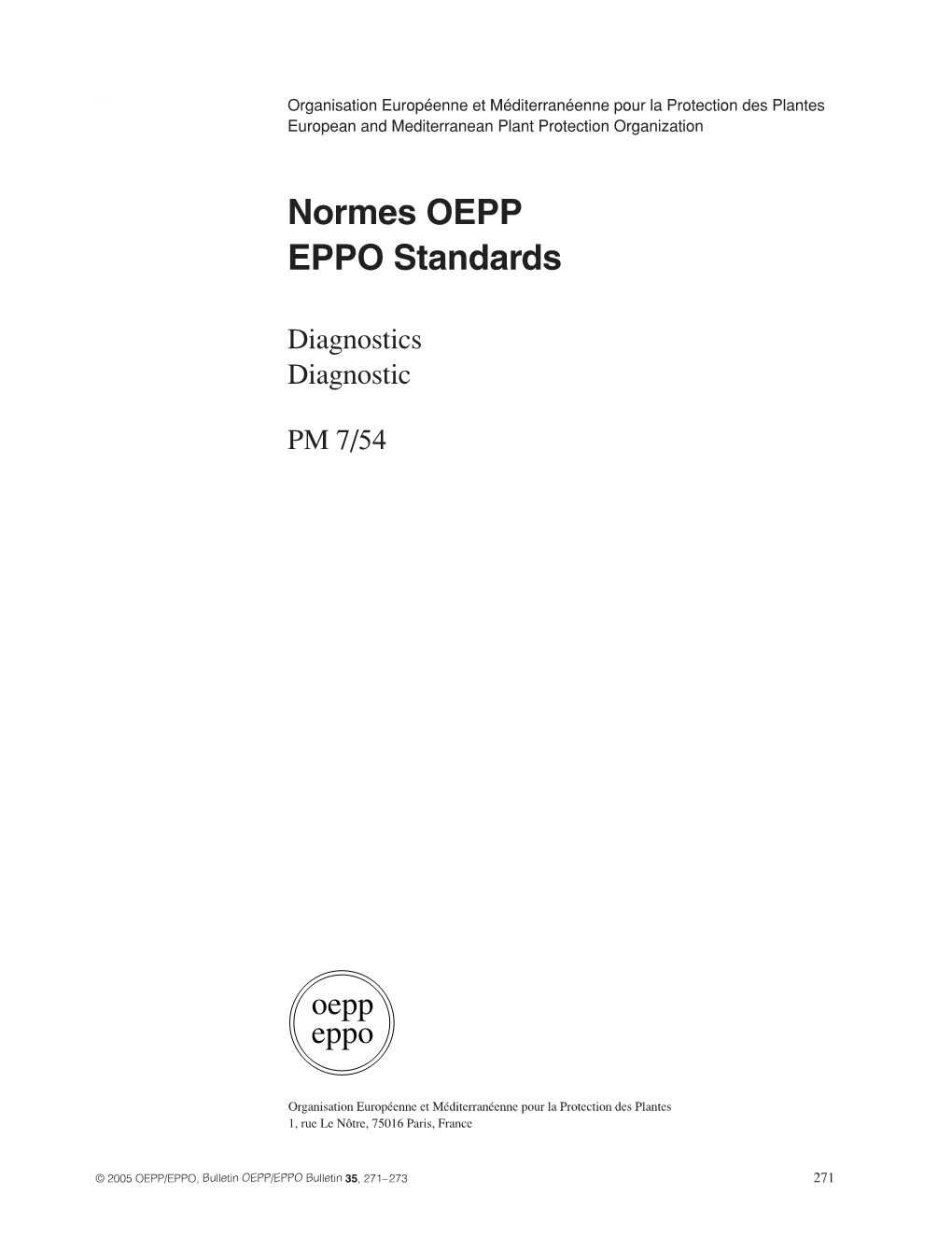 Normes OEPP EPPO Standards