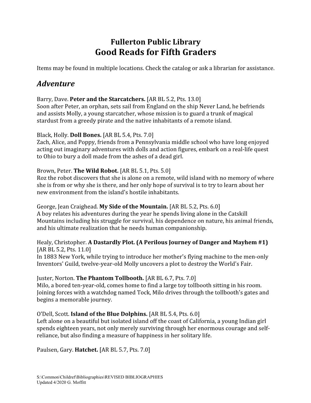 Good Reads for Fifth Graders