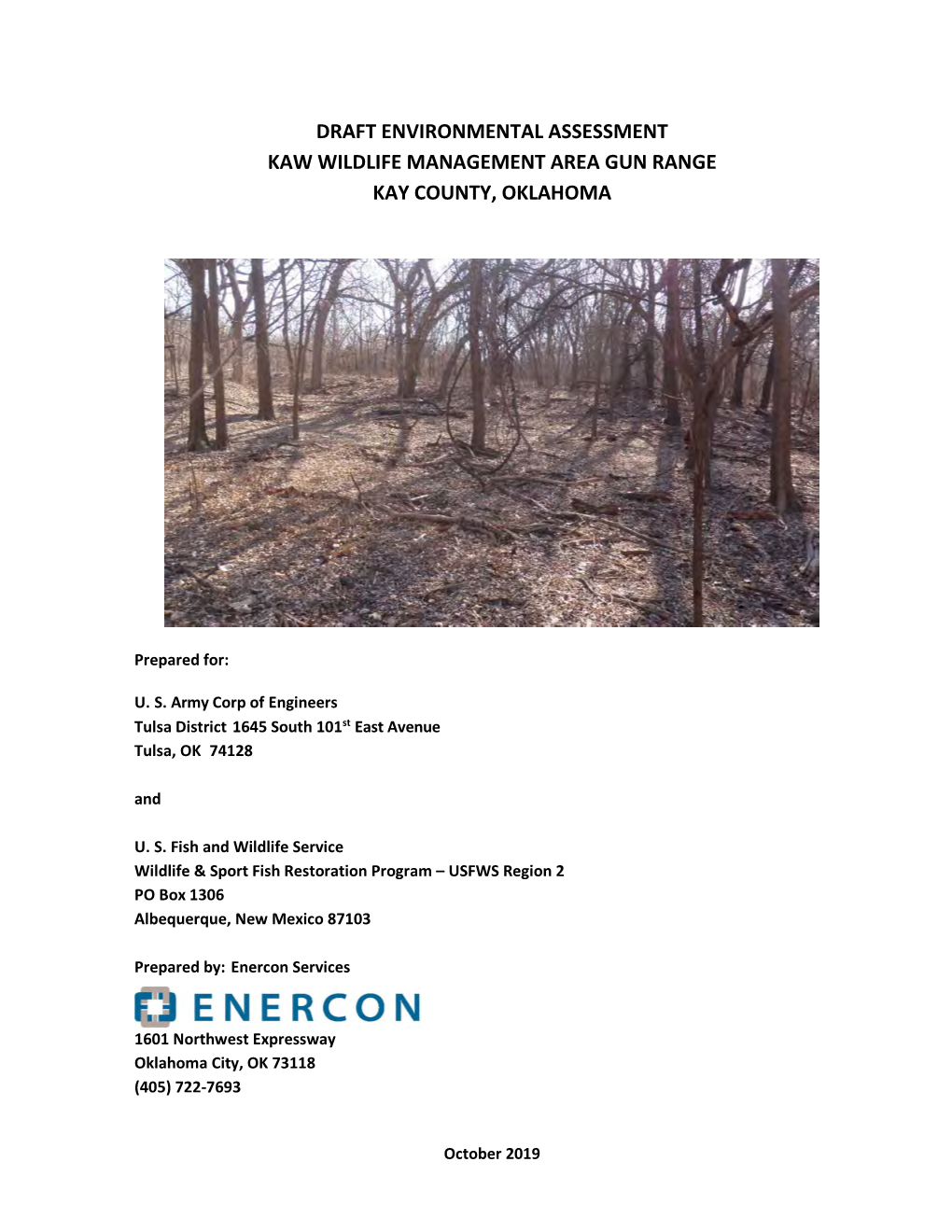 Draft Environmental Assessment Kaw Wildlife Management Area Gun Range Kay County, Oklahoma