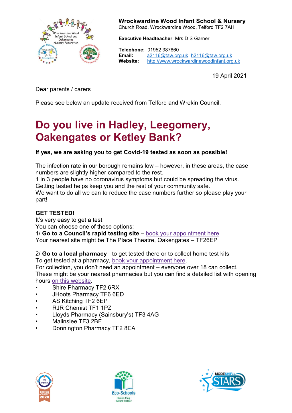 Do You Live in Hadley, Leegomery, Oakengates Or Ketley Bank?