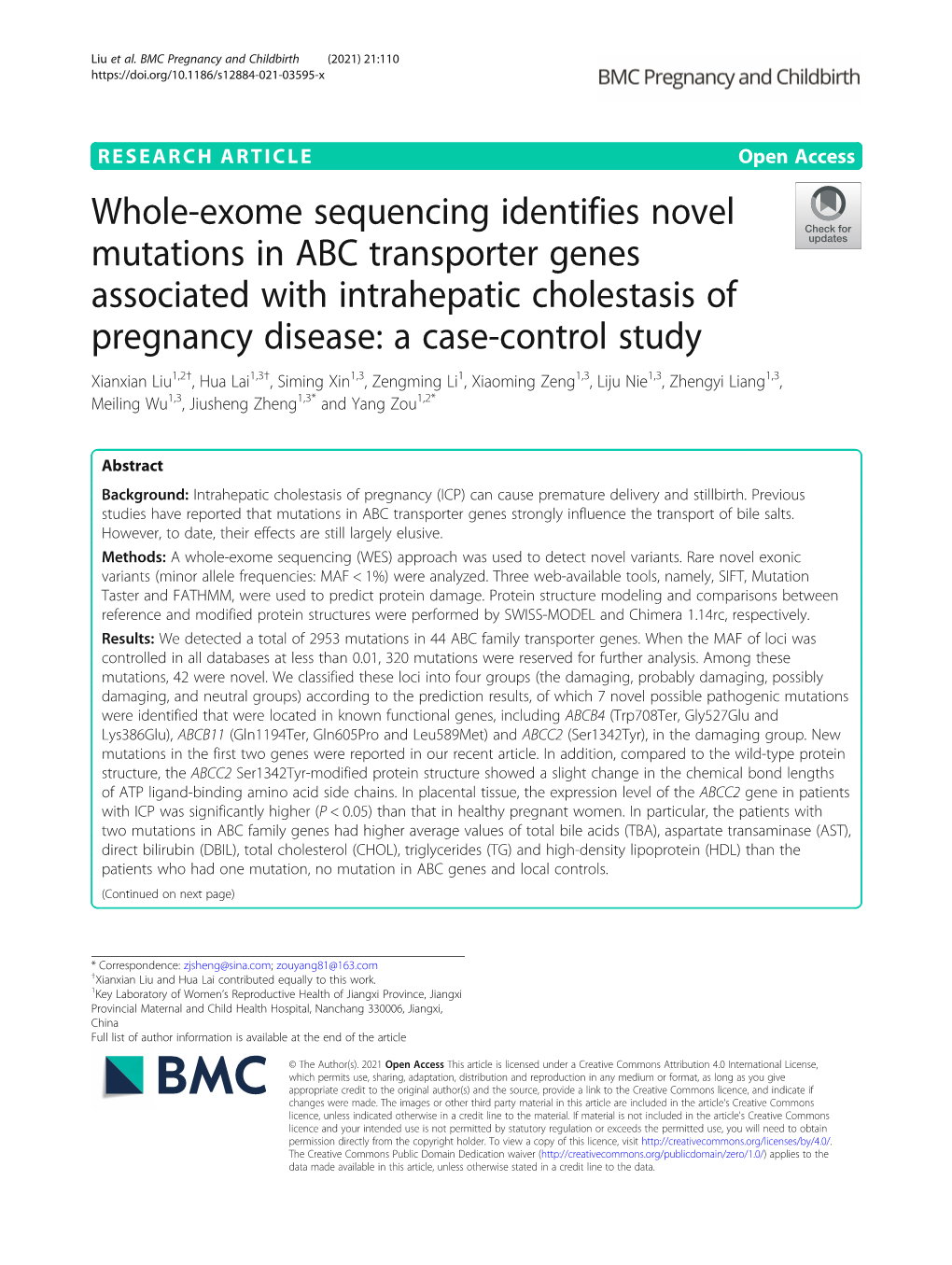 Whole-Exome Sequencing Identifies Novel Mutations in ABC Transporter