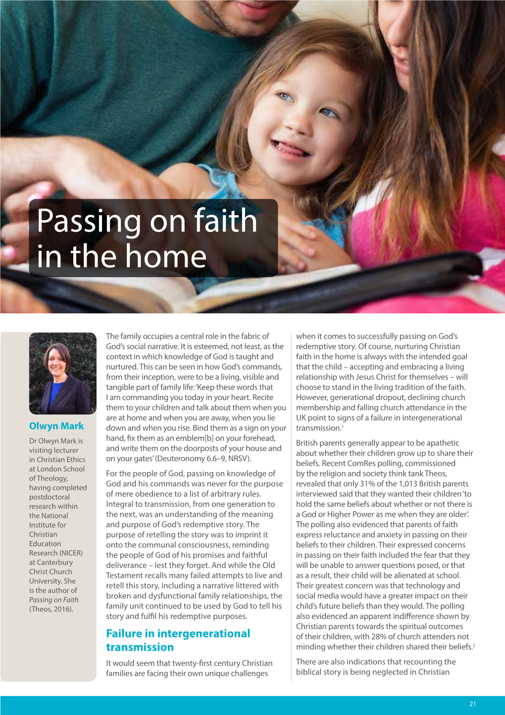 Passing on Faith in the Home