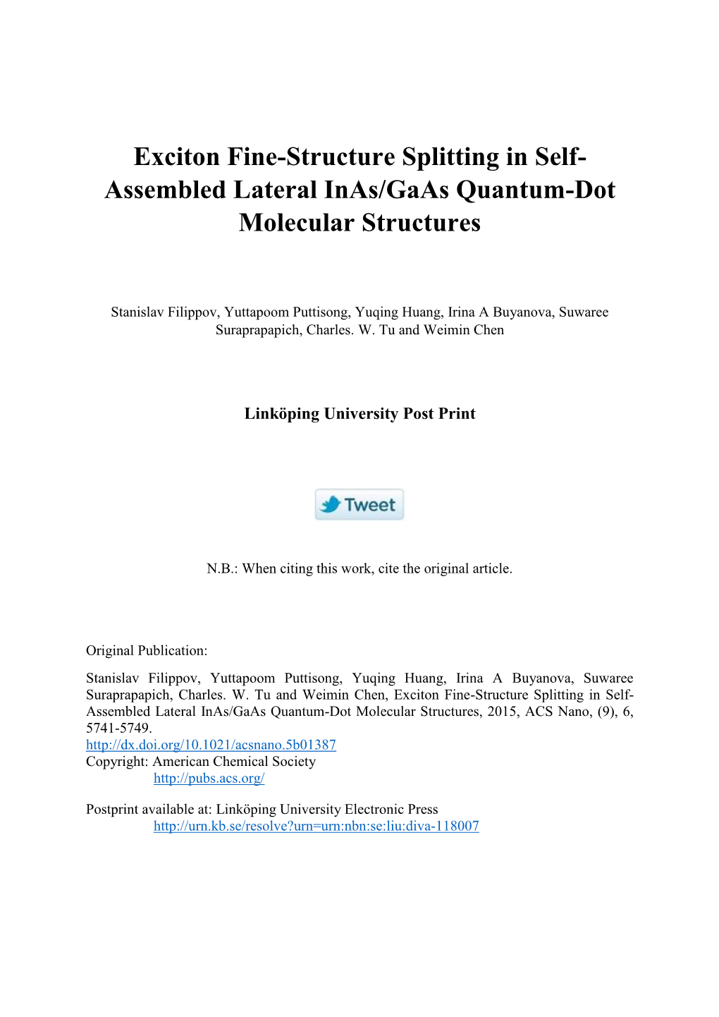 Exciton Fine-Structure Splitting in Self-Assembled Lateral Inas/Gaas