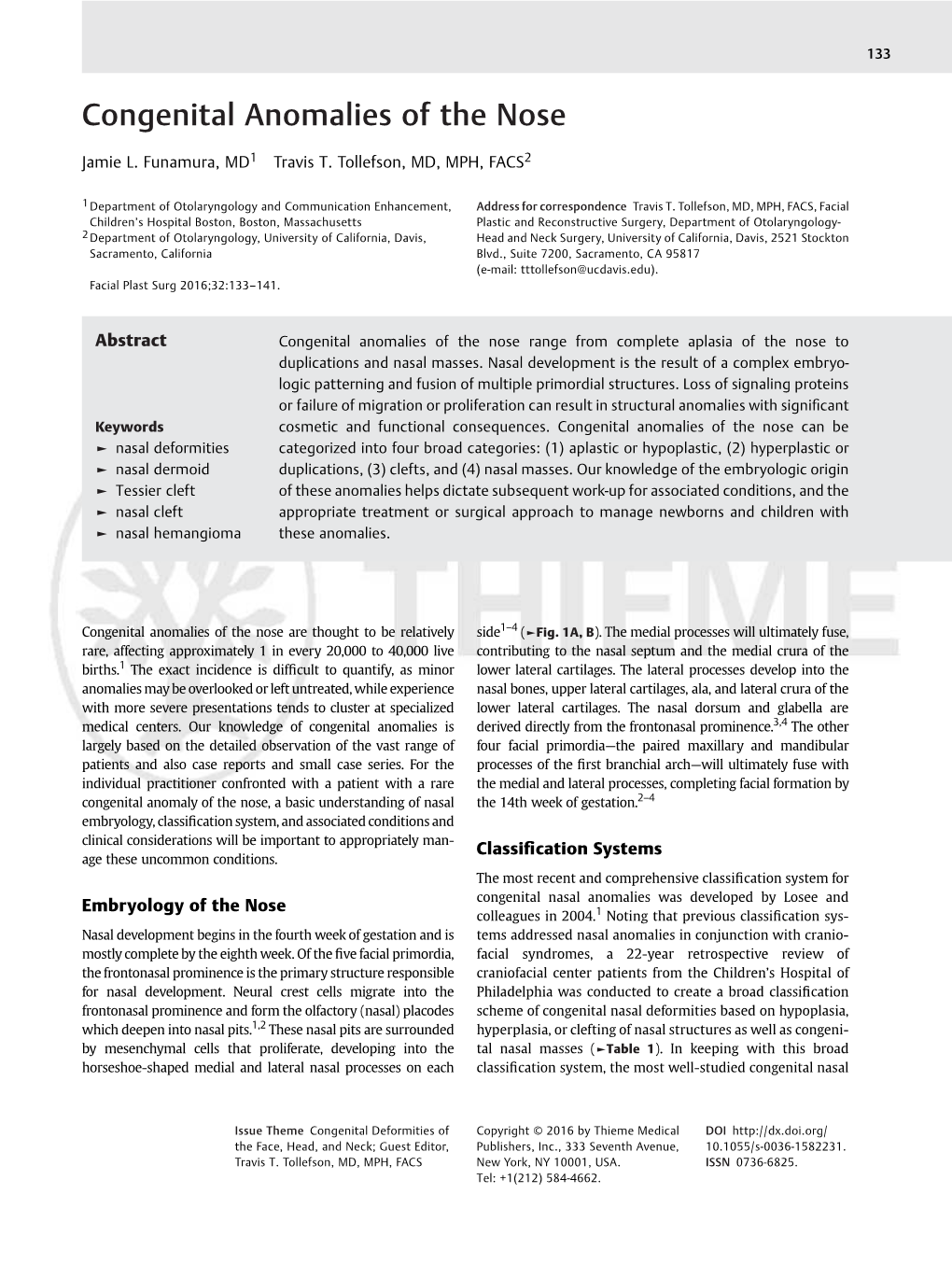 Congenital Anomalies of the Nose