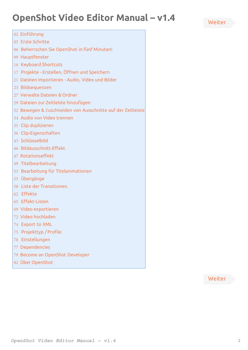 Openshot Video Editor Manual – V1.4 Weiter